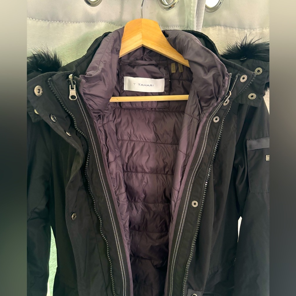 Tahari Double Layer Mid Length Waterproof Coat